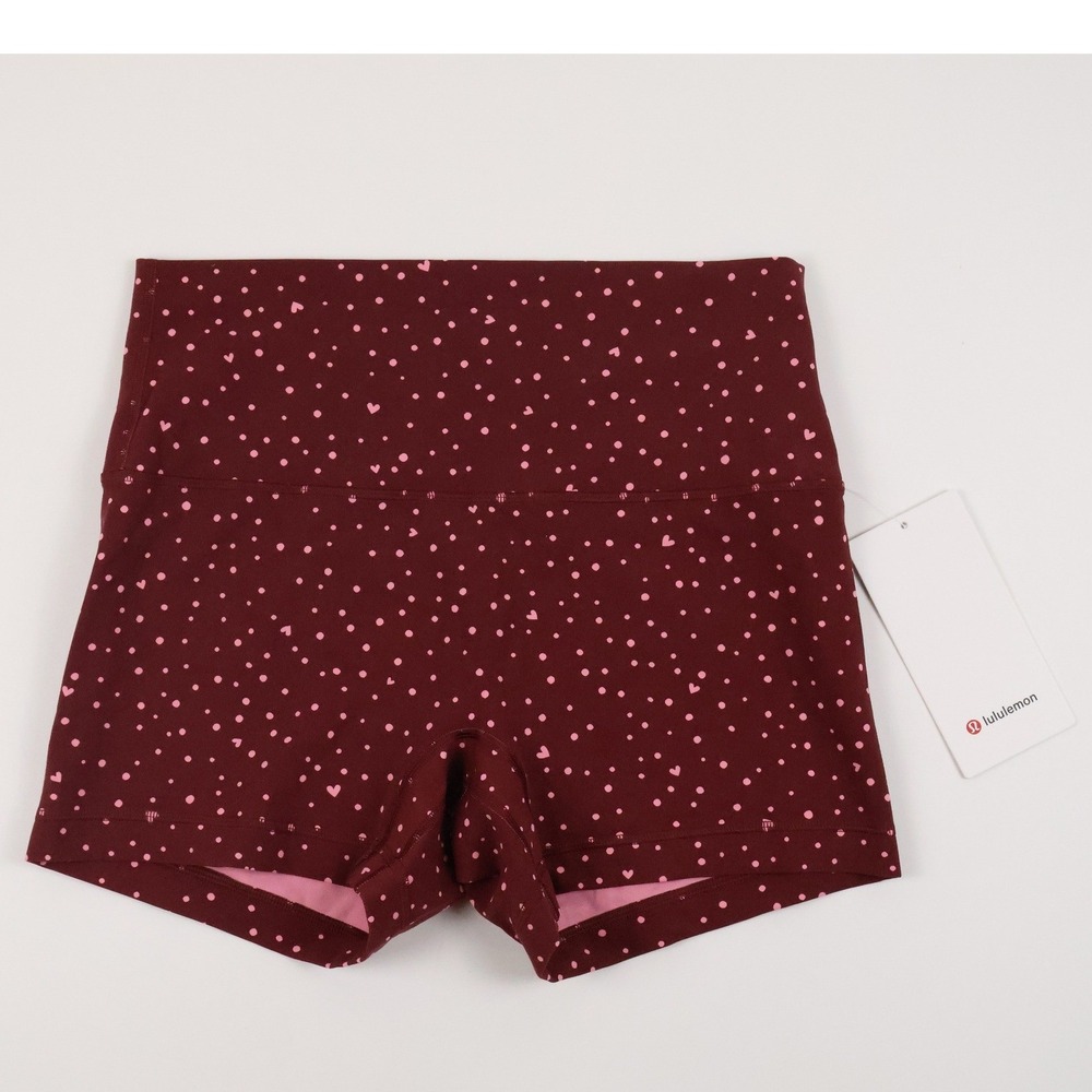 Lululemon Align Short 4 No Line HR Heart Dot Red Pink 10 NWT $68